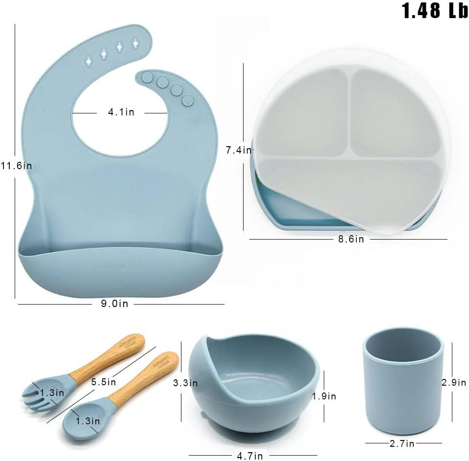 Portable Multicolor Silicone Dinnerware Set Bib And Bowl BPA Free