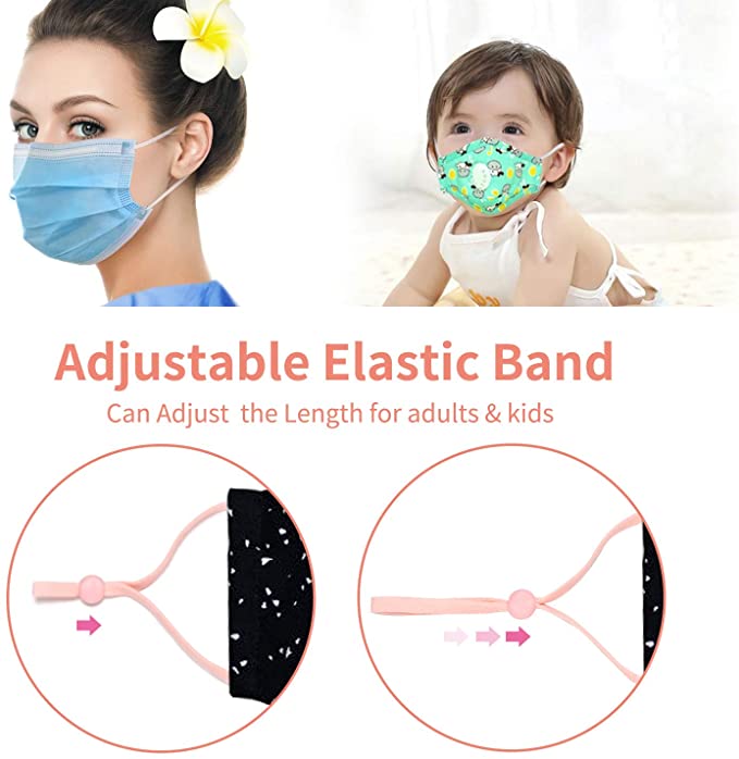 2022 New arrival wholesale colorful flat 5mm adjustable medical elastic band ear loop with buckle for facemask