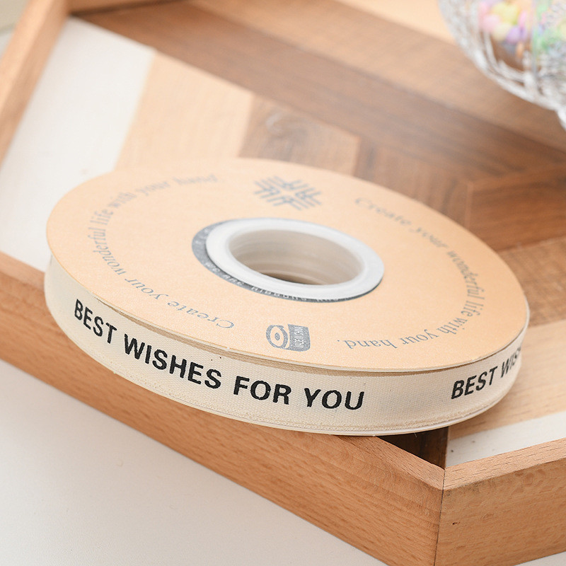 13mm Wholesale Logo Cotton Ribbon Literary Style Flower Packaging Gift Box Decoration Ribbon Cake Bouquet