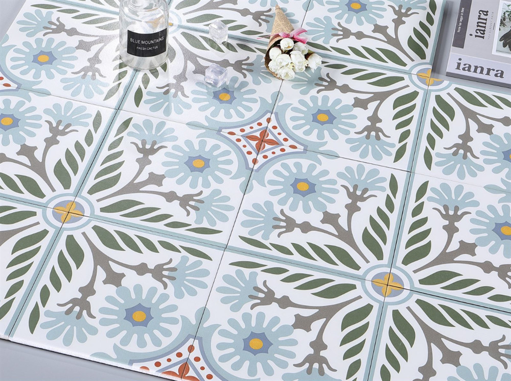 Acid-Resistant Gray And Green 20x20cm Ceramic Rustic Tile For Dining Room And Durable Tile For Bathroom