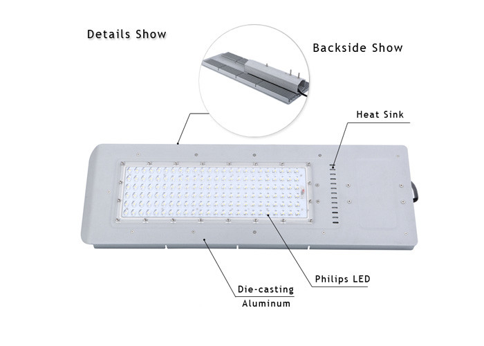 60W 6000K Outdoor LED Street Lights Energy Savings CE ROHS Certification