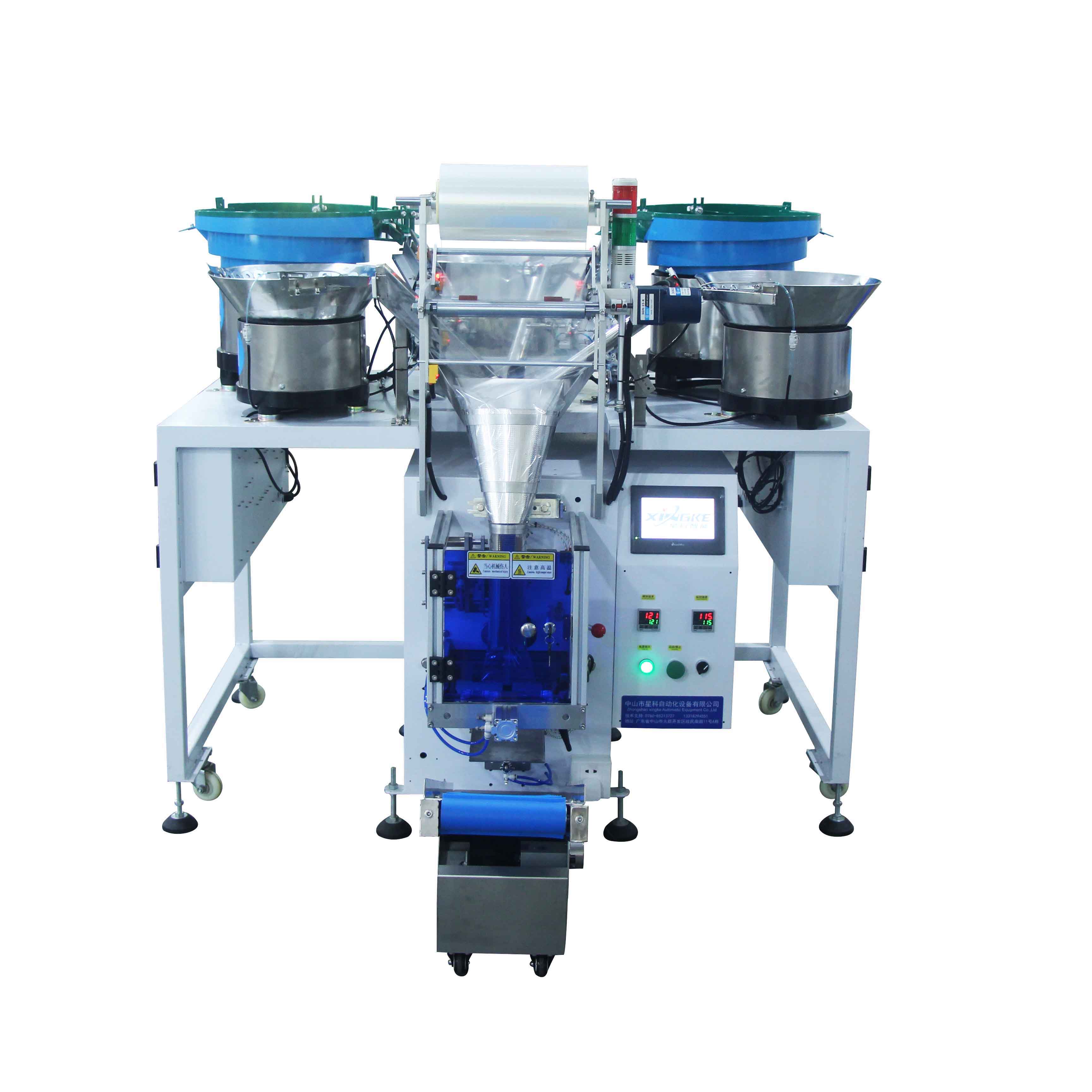 Automatic Bolts Nuts Nail Fastener Screw Counting Packing Machine With 5 Vibrator Bowl Feeder