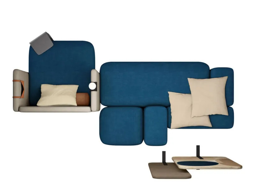 Aesthetic Interior Sectional Fabric Sofa With Integrated Magazine Rack