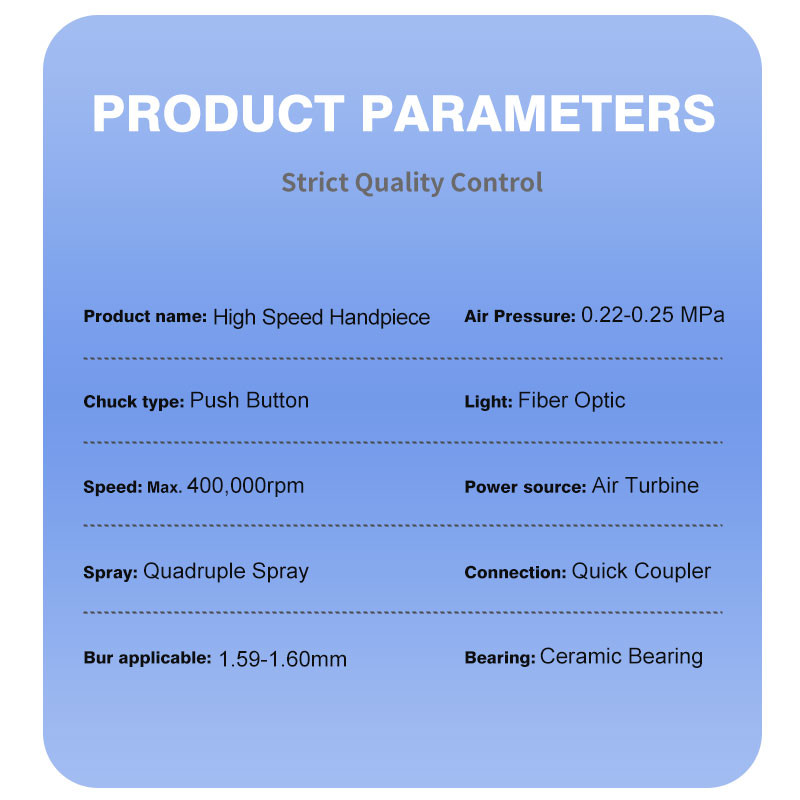 Water Spray Fiber Optic Dental Handpiece Air Turbine With Quadruple High Speed