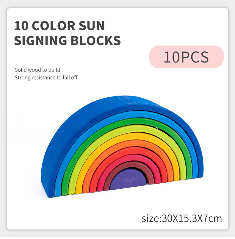 30cm Pine Wooden Blocks Toys Rainbow Building Blocks Tower Toys