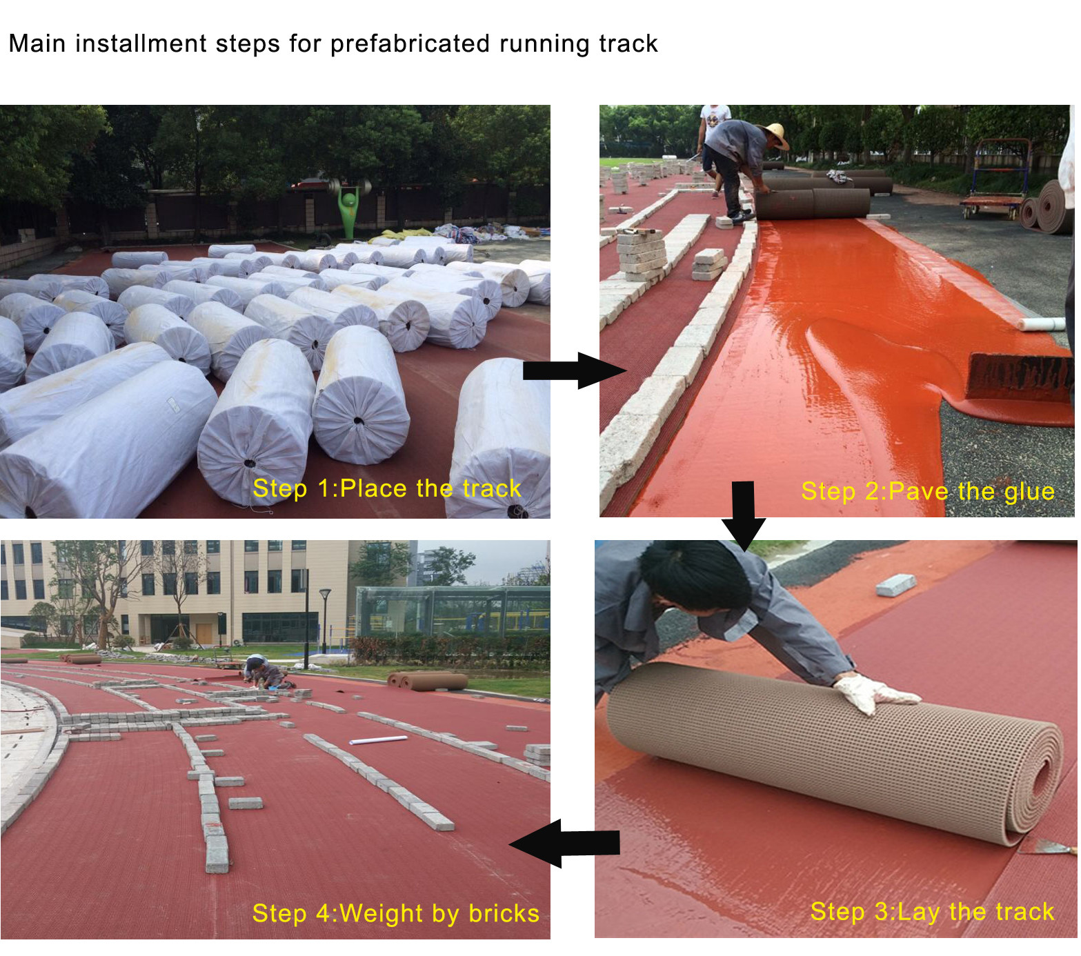 No Toxic Tartan Track Material EPDM Prefabricated Rubber Track