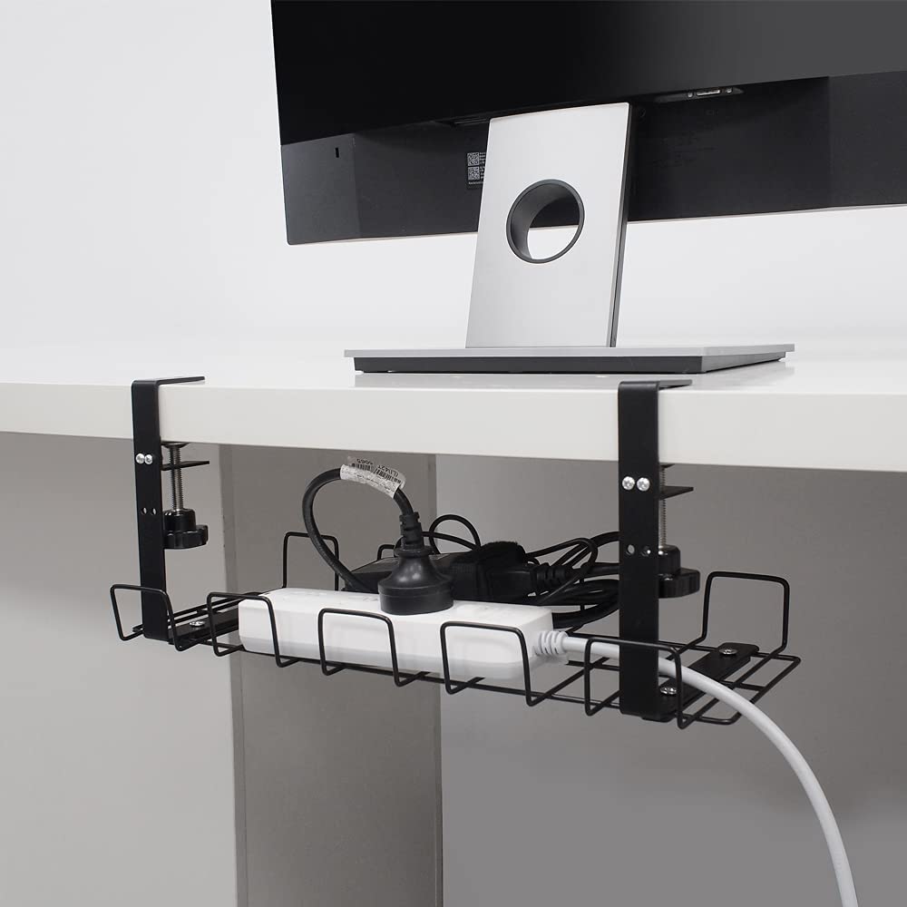 Tidy Standing Type White Cable Management Tray for Home Office No Drilling Required