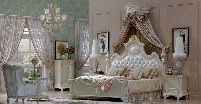 Villa New Modern American Furniture Warehouse Bedroom Sets Solid Wood Double Bed
