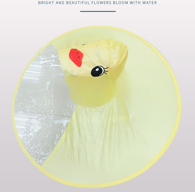 PVC Childrens Waterproof Raincoats Little Yellow Duck Elastic Wear Resistant