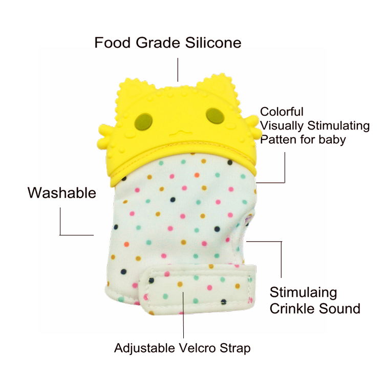 Pastel Beads Baby's Hand Self-Soothing Pain Relief Hygienic Chewable Newborn Nursing Mitt Teething Mitten Teether