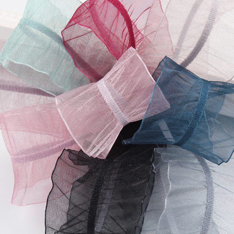 25mm|38mm Wrinkle Edge Polyester Organza Ribbon for DIY Hair Ribbon Bow
