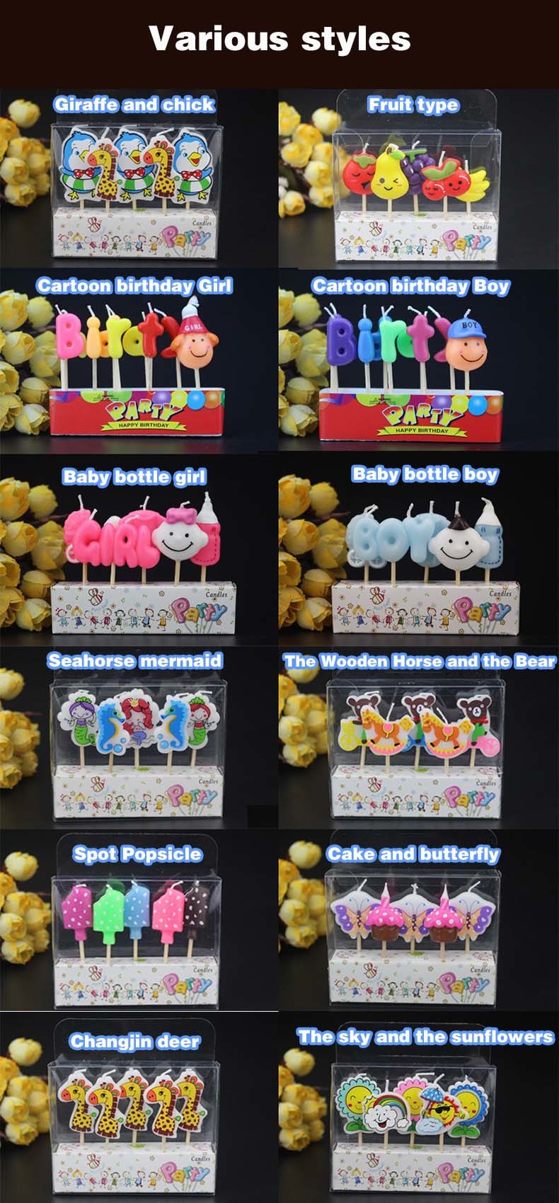 Cartoon Car Shaped Art Candles for Kids Cake Decoration Handmade in Mexico About 110g
