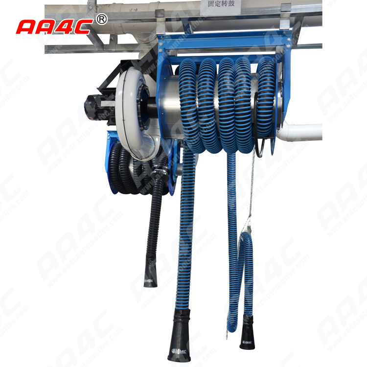 AA4C car exhaust extracting system auto vehicle exhaust manual fixed tumbler hose reel with fans control customize size
