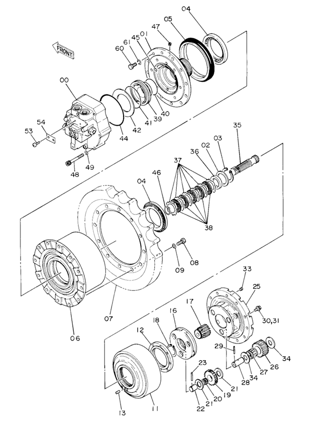 EX60-1 EX60US Travel Carrier Assembly 2#1010450 3027149 3027146