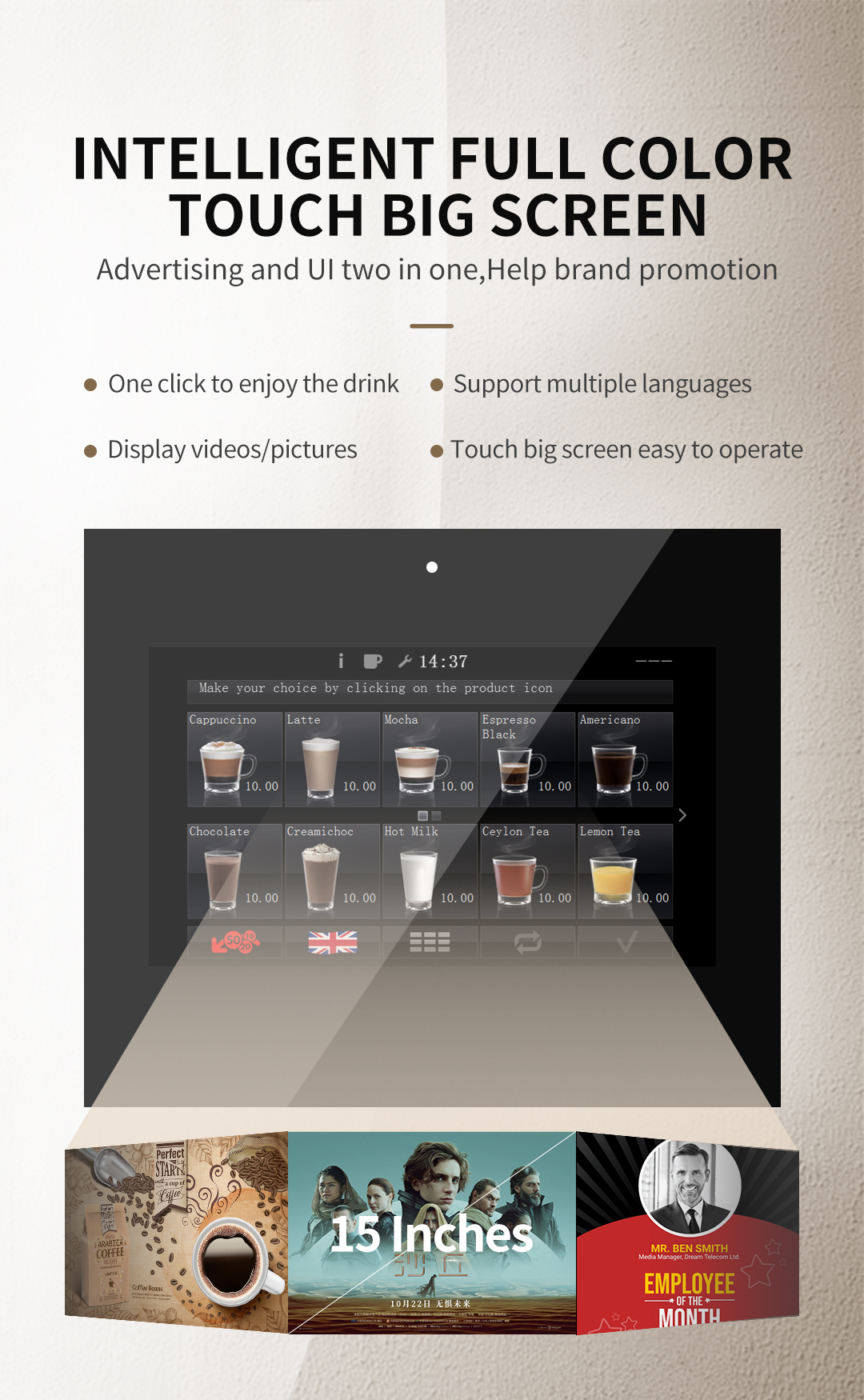 Self Service Automatic Coffee Vending Machine 220V 50Hz
