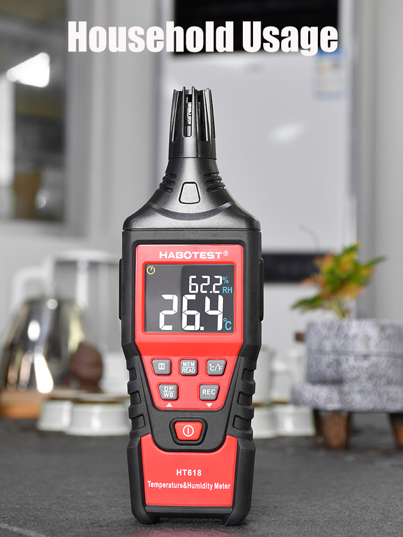 60 Celsius Digital Temp And Humidity Meter , Temperature And Humidity Thermometer