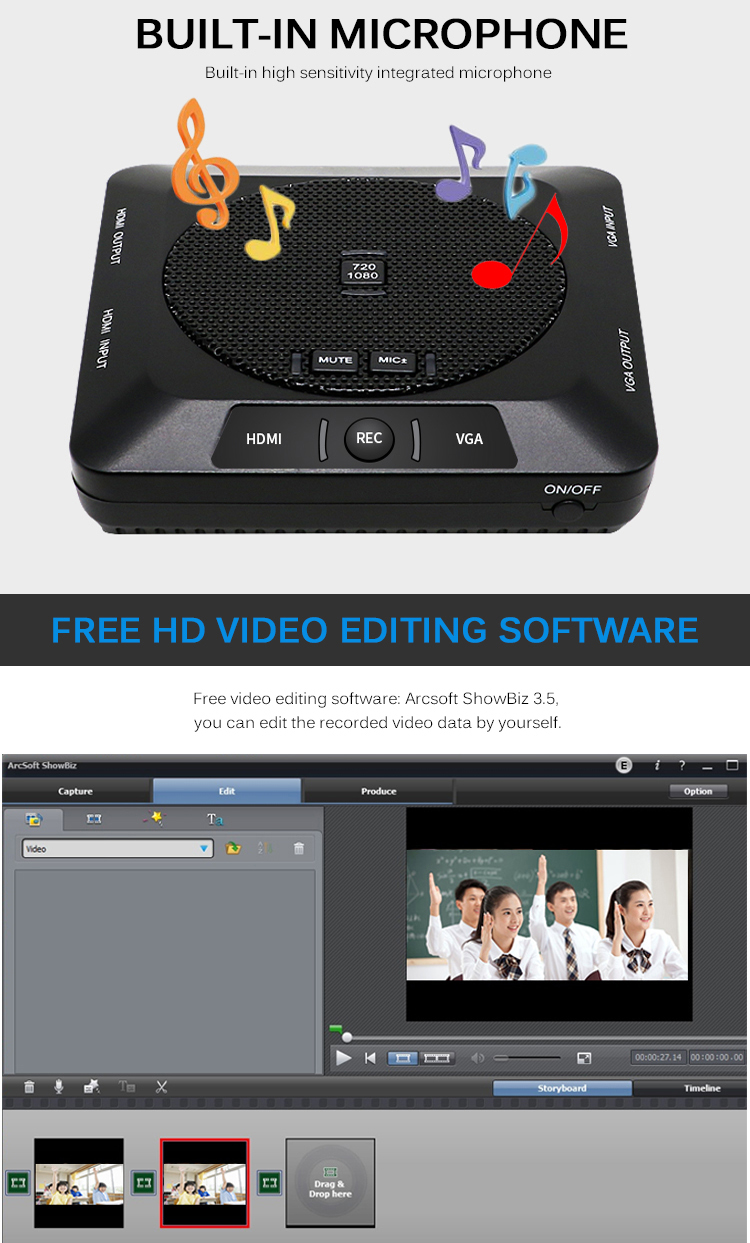 Powerful Full HD 1080p Video Recorder with Integrated Microphone