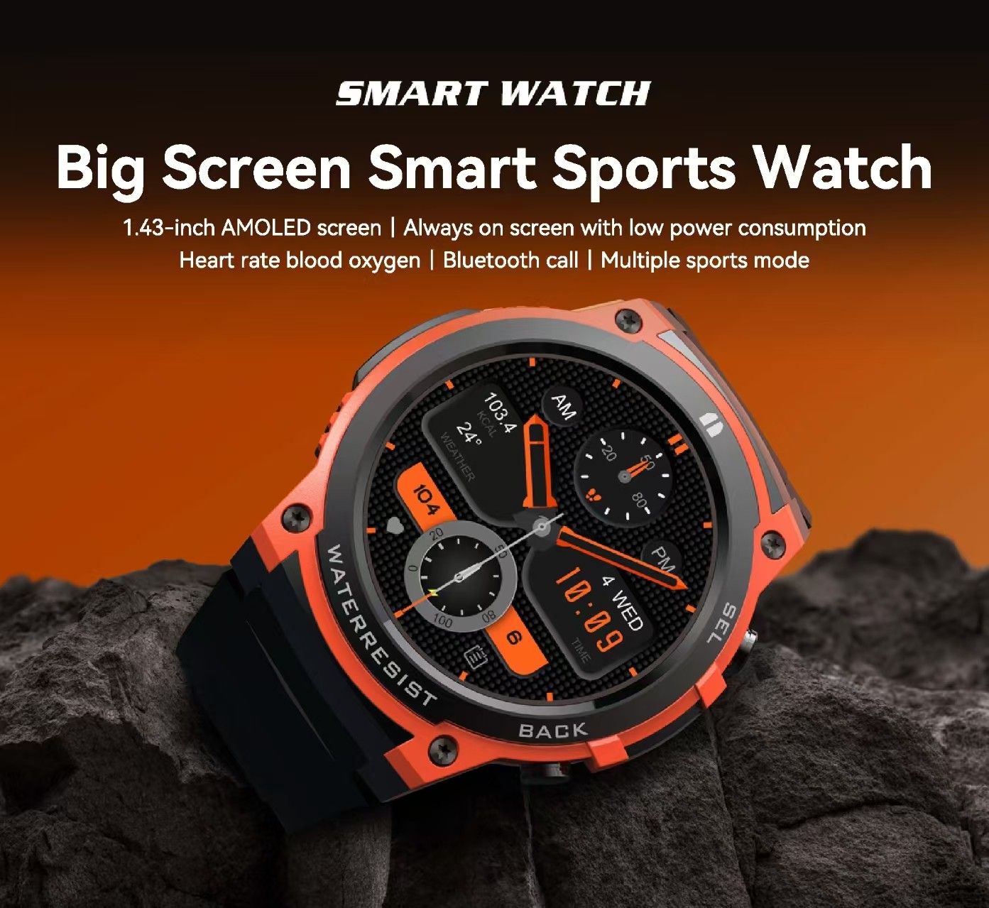 DM55 Men Smart Watch 1.43 Inch Amoled Screen Smartwatch IP68 Waterproof OEM Logo Custom