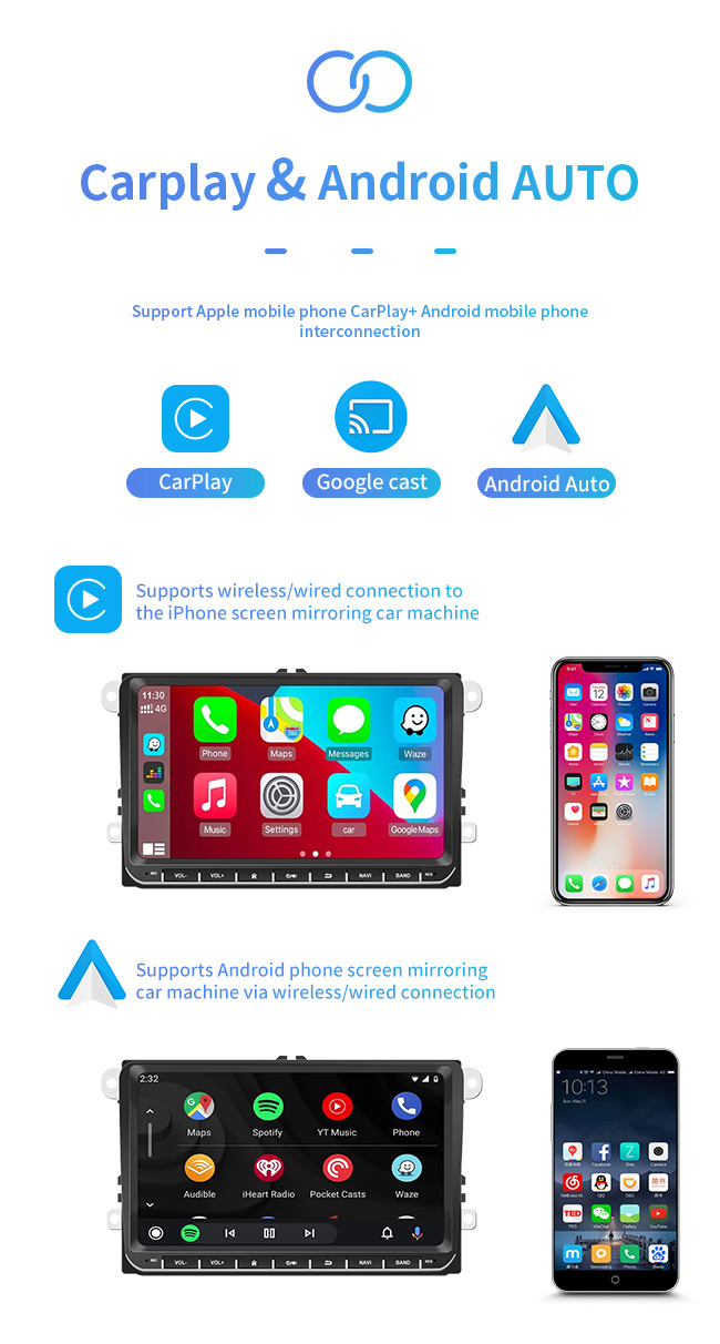 Universal Car GPS With Android With 1080P Screen WiFi Car Multimedia For Volkswagen