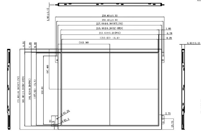 10.4inch Industrial TFT LCD Display 1024x768 Pixels LVDS Interface 30 Pin