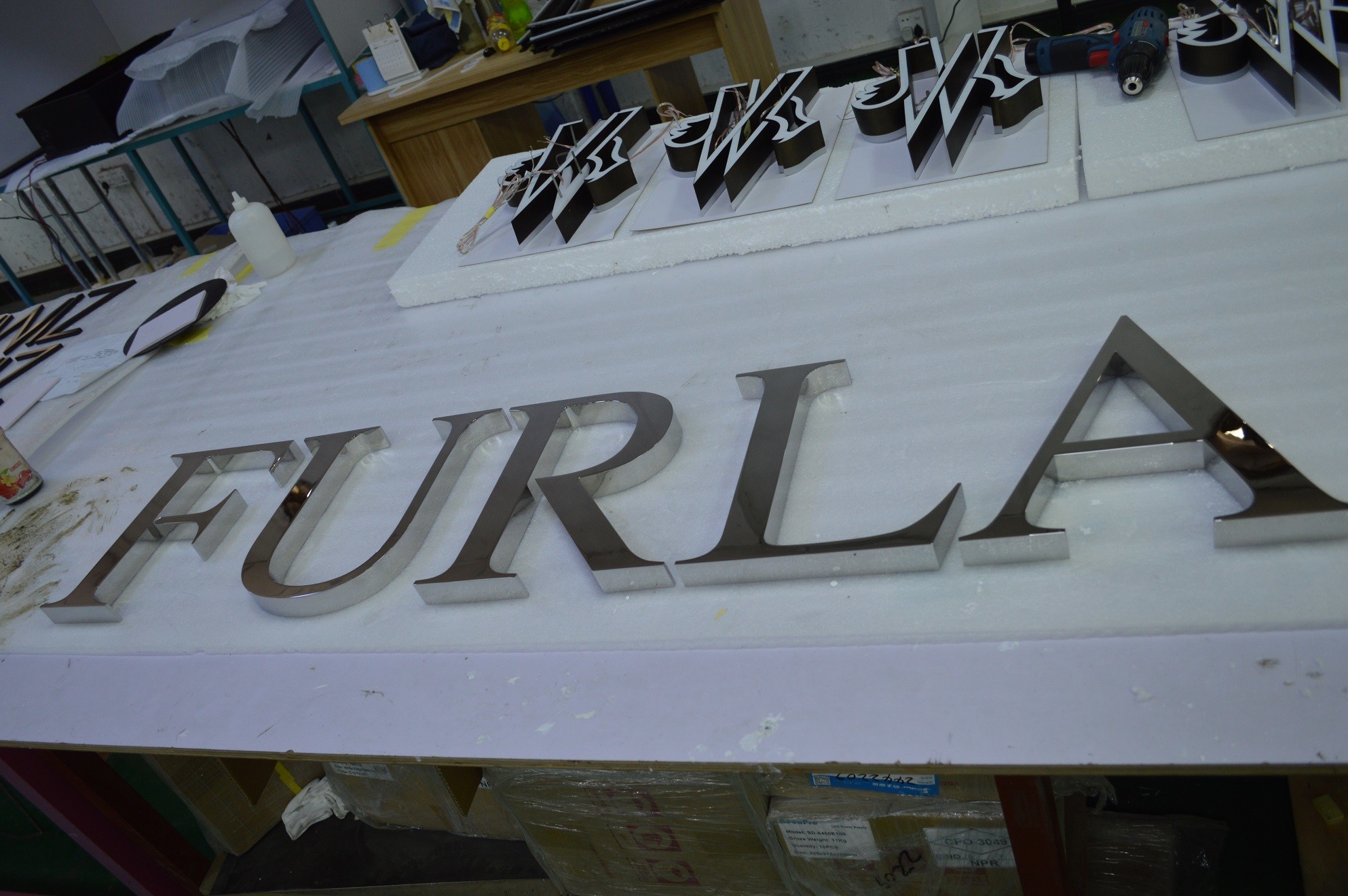 Large 3D Flat Cut Decorative Metal Letters 620*620*90mm