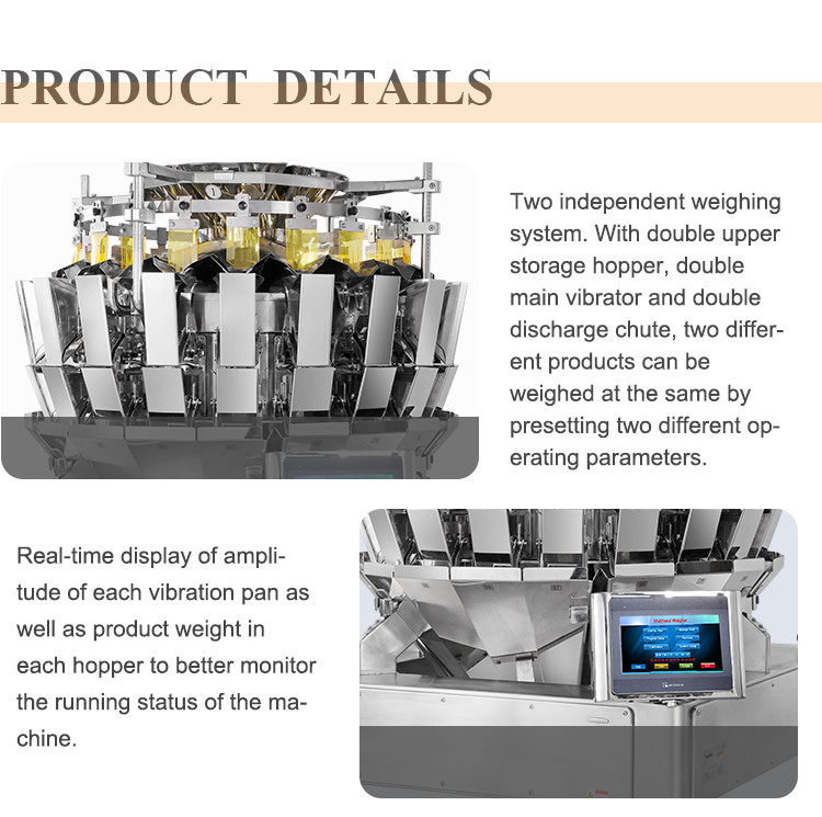 0.5L 0.8L Multihead Weigher Machine For Raisin Pet Puffed Food Cookie