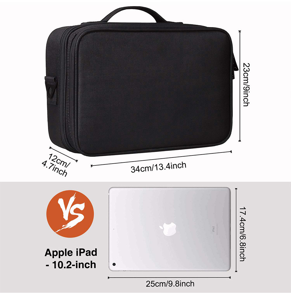Multifunction Nylon Large Cosmetic Case With Adjustable Dividers