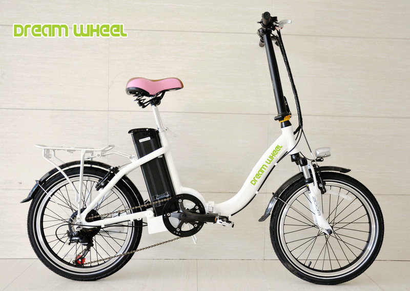 25km/h Electric Folding Bike 20 Inch Wheels , Ladies Fold Up Electric Bike With Shimano Derailleur
