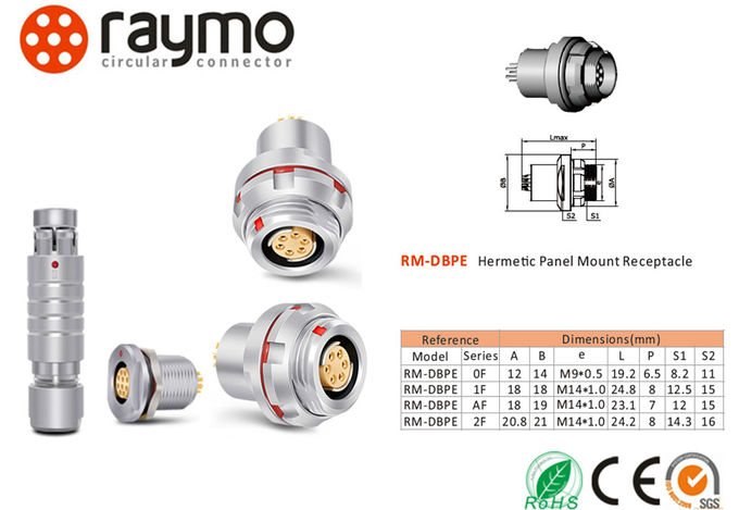 OEM ODM Ip68 Cable Connector , Military Plugs And Sockets Fischer DBPE 4 Poles