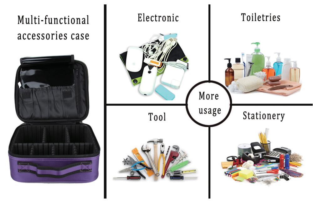Multipurpose Cosmetic Organizer Travel Case With Adjustable Dividers