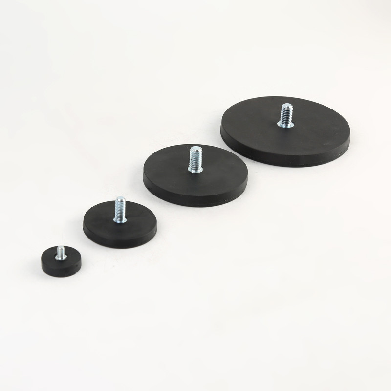 Decoiling Rubber Coated Magnet With External Stud 22mm 43mm 66mm 88mm