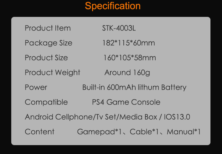 Onikuma 0.3kg 7032 PS4 Bluetooth Gamepad For Gaming Controller