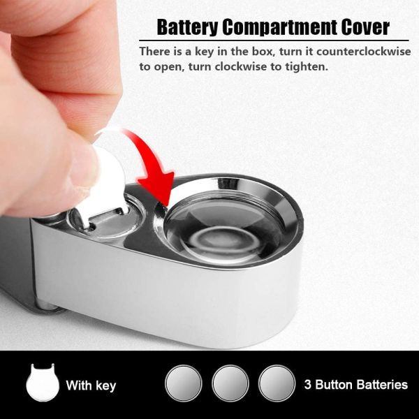 Pocket Folding With LED UV Light 10X Metal Illuminated Jewelry Magnifying Glass
