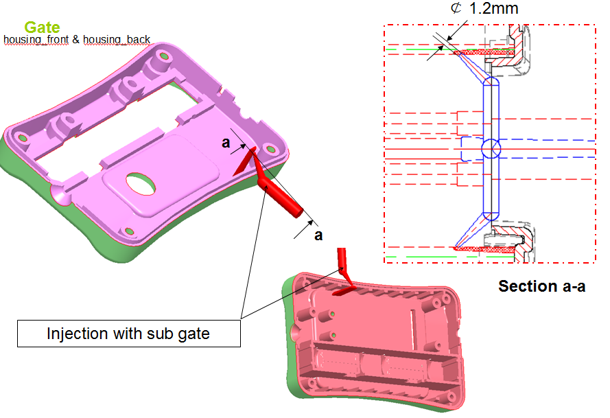 1 Plus 1 Family Electric Injection Molding Edge Gate Polycarbonate Housing