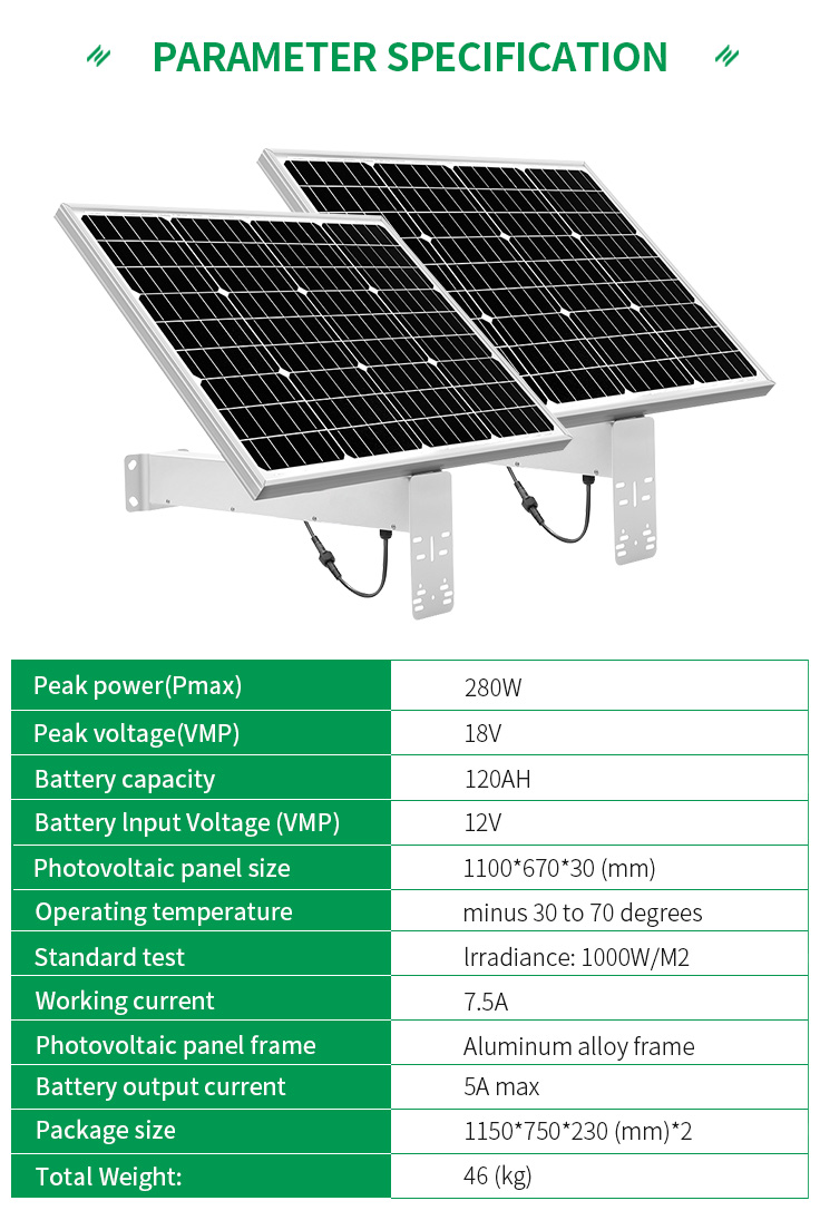 2022 EU Warehouse New Promotion Monocrystalline Cell 280W 120Ah 12V Fixed Solar Panel