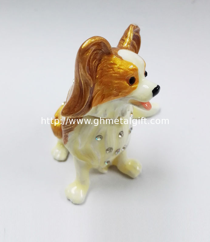 New product animal dog Metal Rhinestone Jewelry Box cheap trinket box