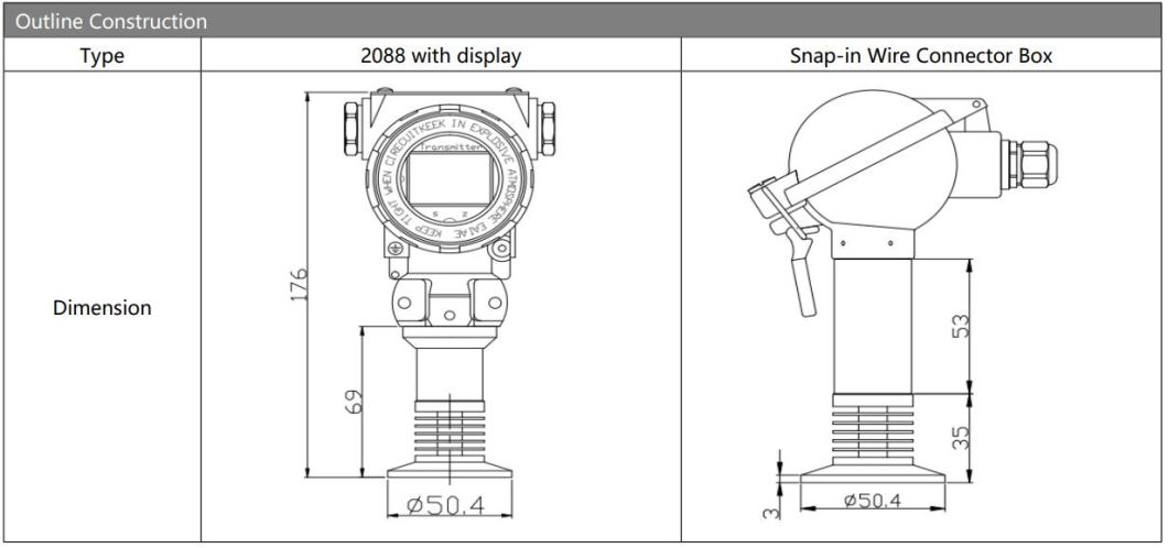 Hengtong China OEM Manufacture Digital Sanitary Pressure Transmitter With 4-20mA BP93420-IIIQT