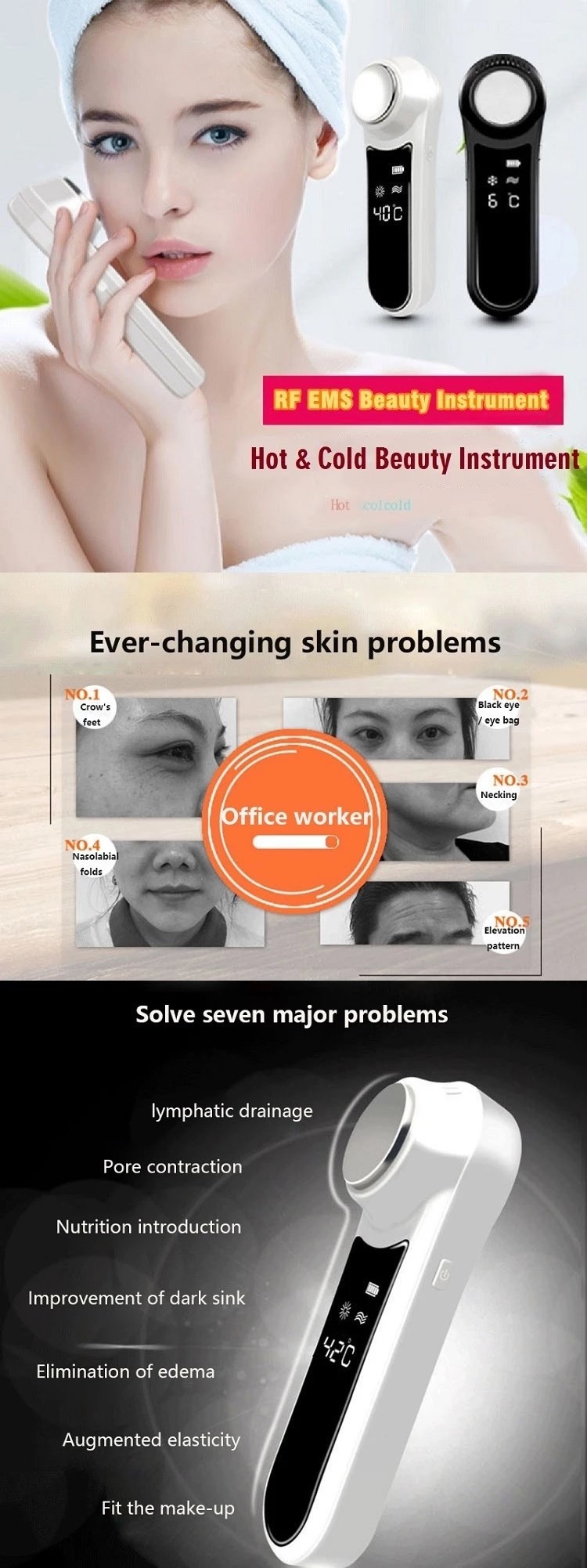 USB Rechargeable Face Lifting DC 5V 2.5W Hot Cold Face Massager