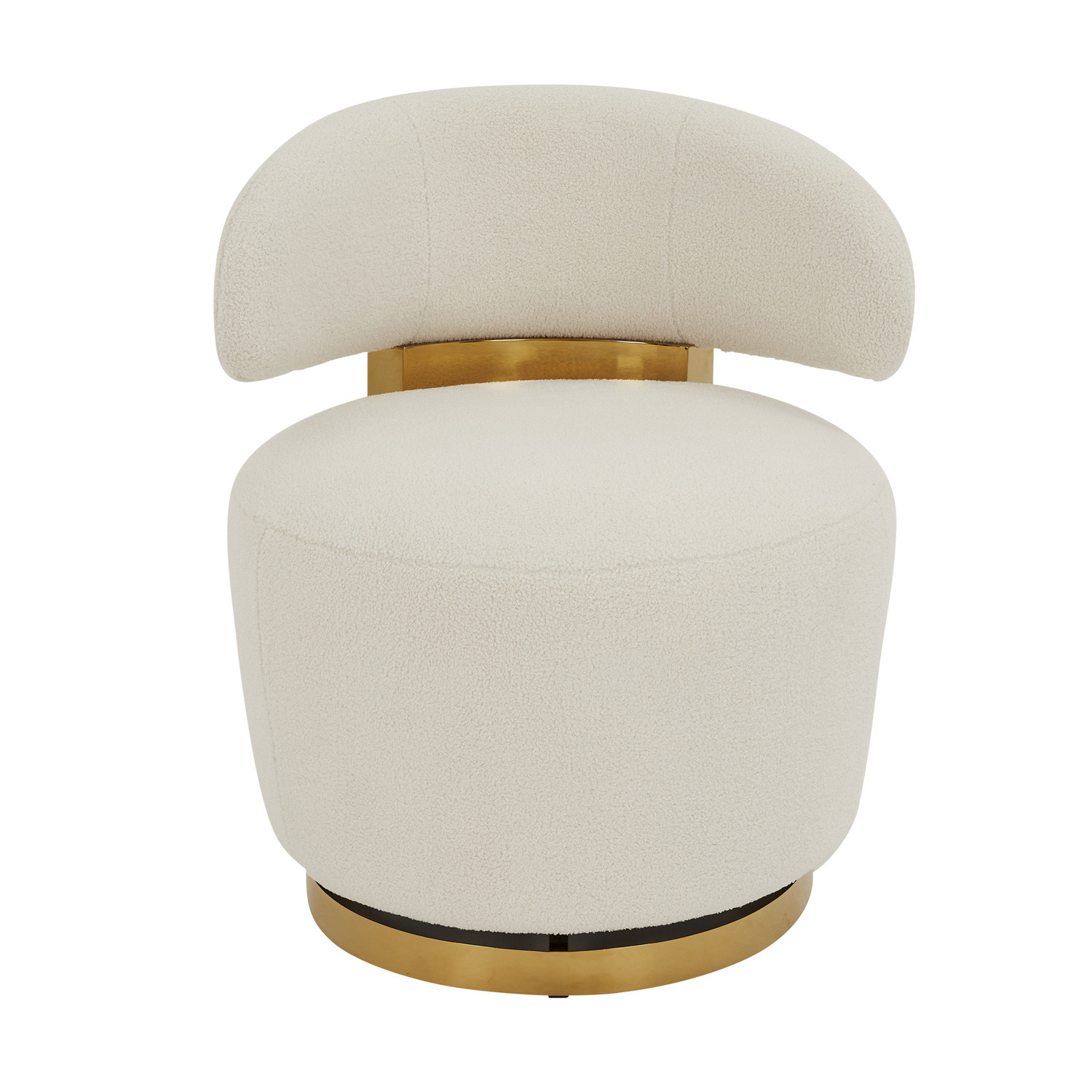 Modern 5 Star Hotel Room Boucle White Fabric Material Swivel Armchair