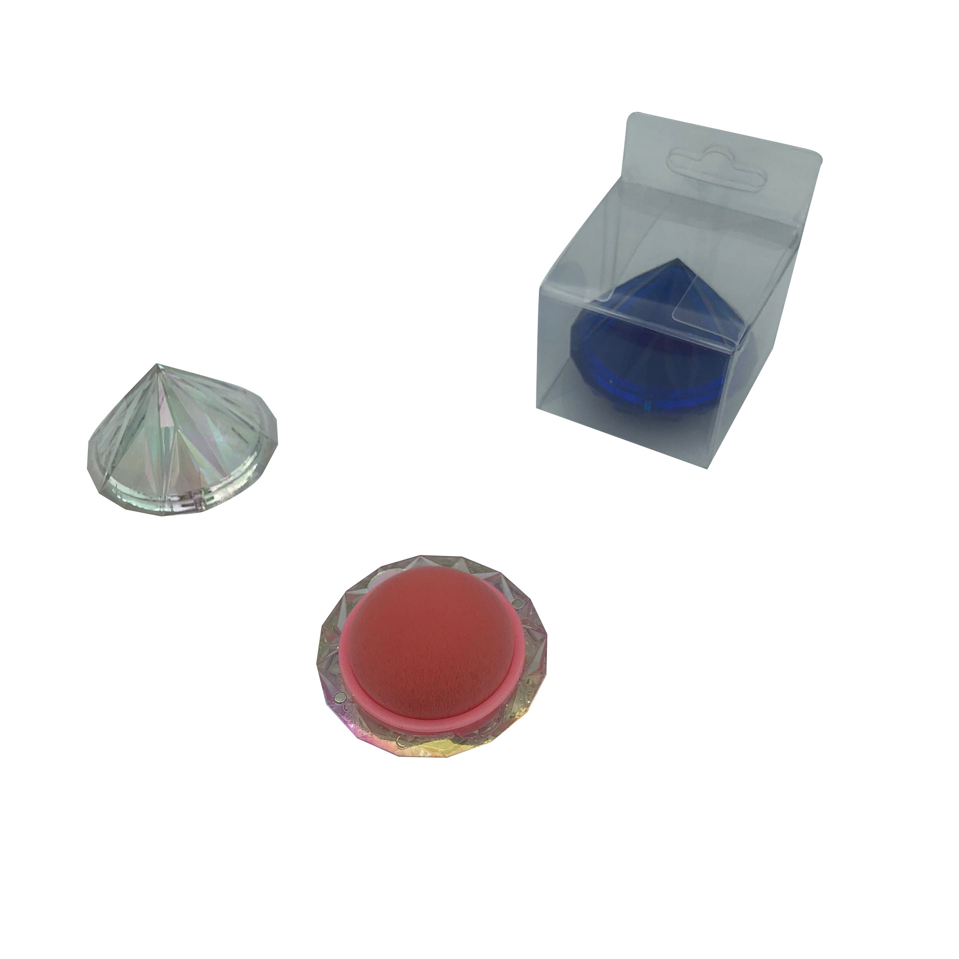 Wesson Beauty Mini Round Blush Diamond Shaped Makeup Sponge Brush