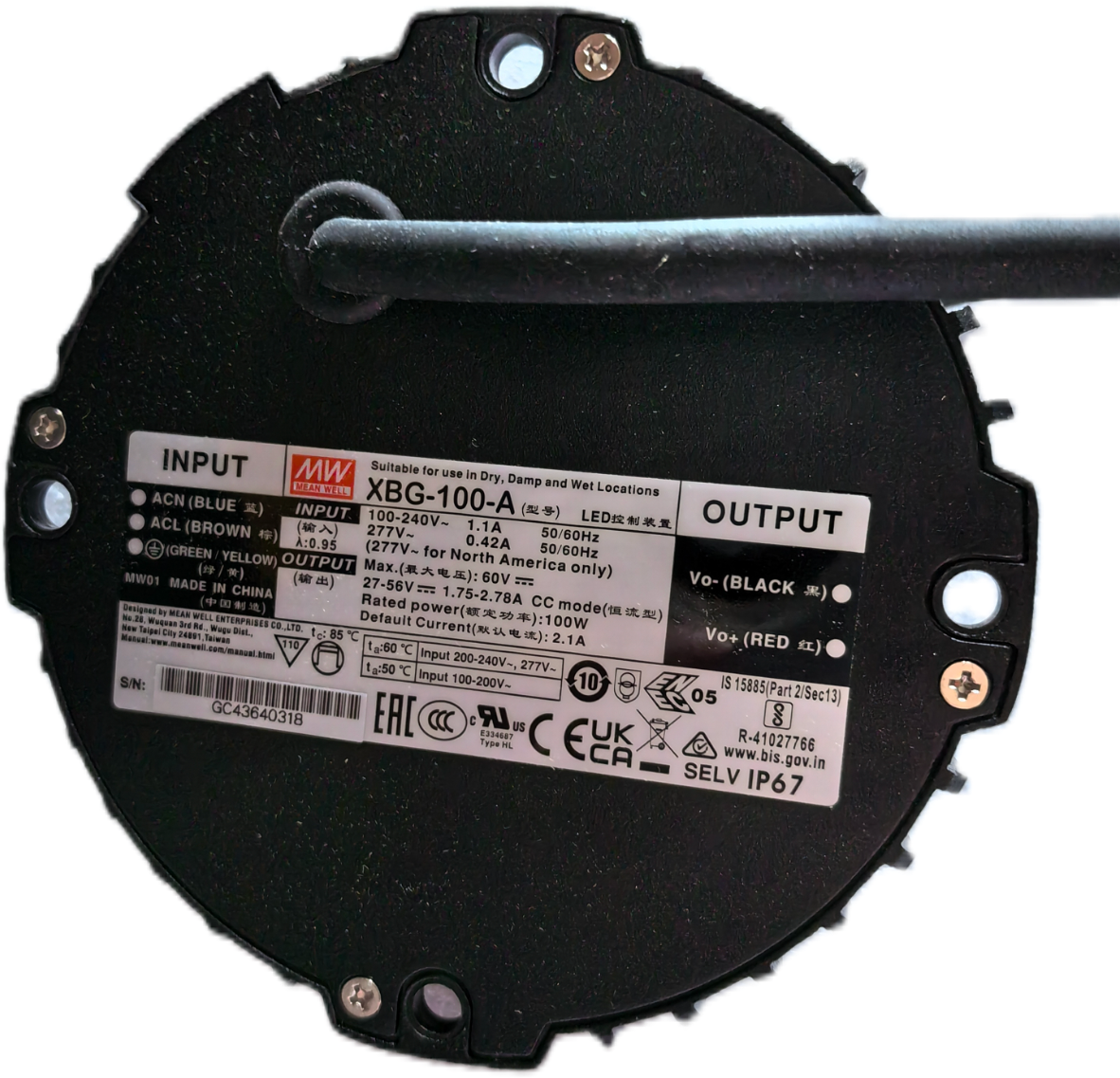 XBG-100 LED Driver 100W Constant Power 27-56V DC Output Voltage for LED Stage Spot Bay Lighting