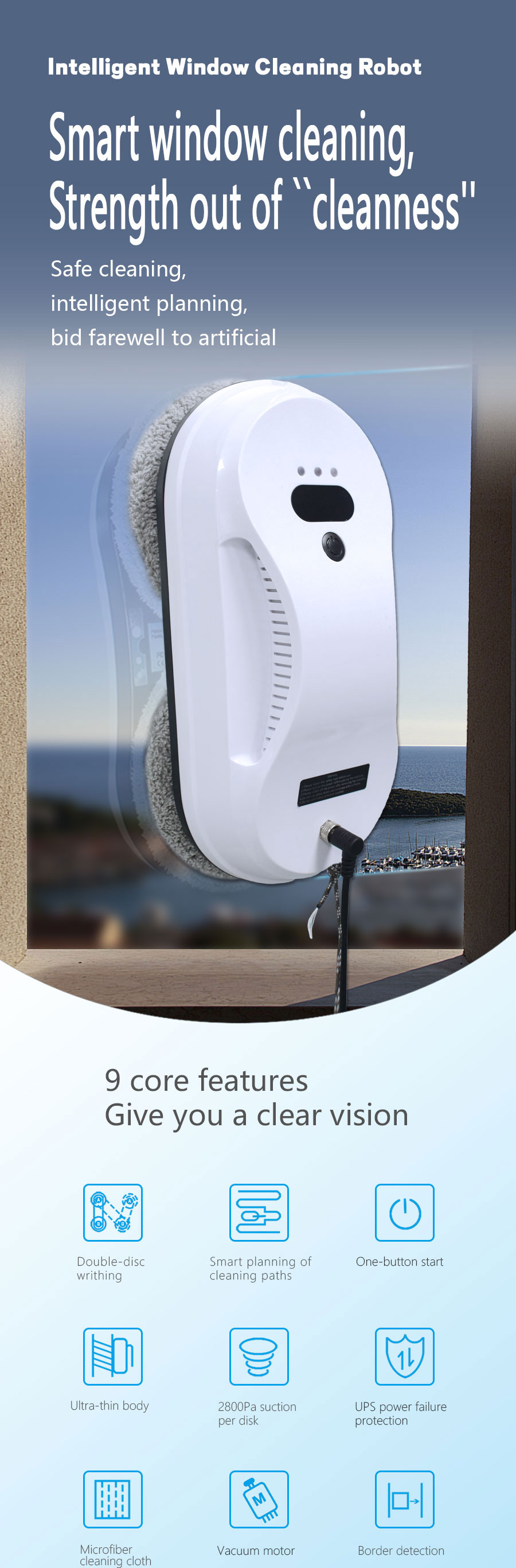 65dB 80w Window Cleaner Robot Remote Control App Vacuum Cleaner Robot