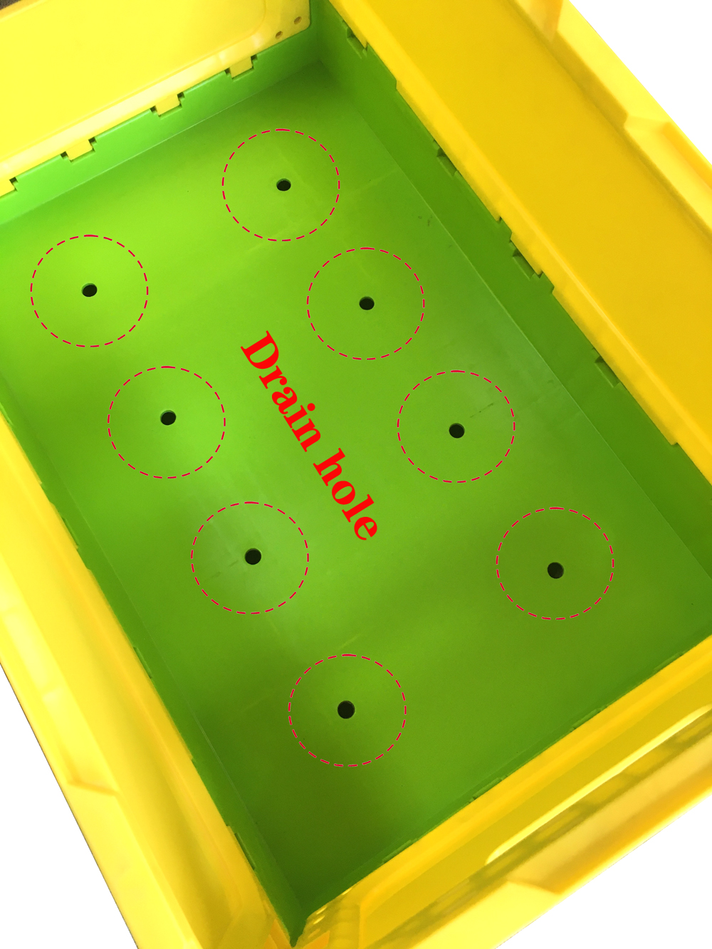 Yellow Rectangular Plastic Square Crate Folding Plastic Storage Bins External 508x338x245mm