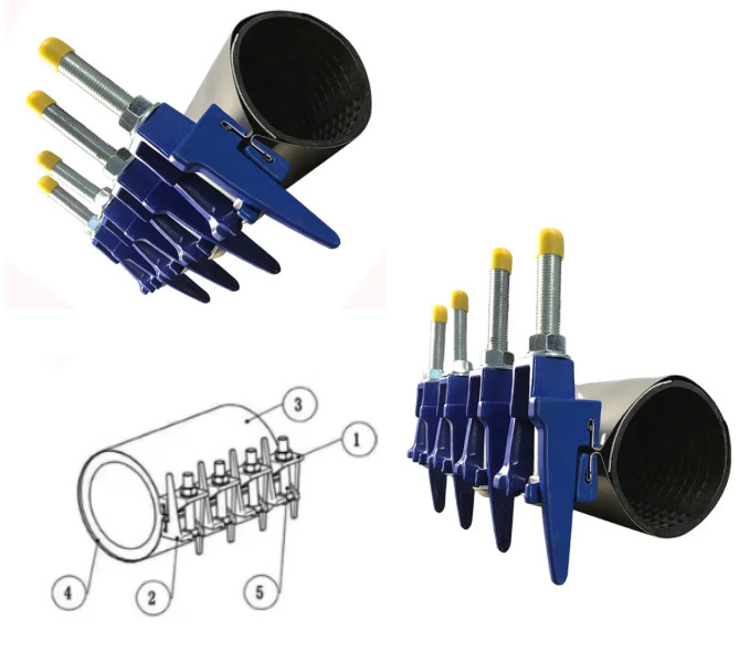 Quick Connect Ductile Iron DN250 Single Band Stainless Steel Water Pipe Jointing Leak Repair Clamp