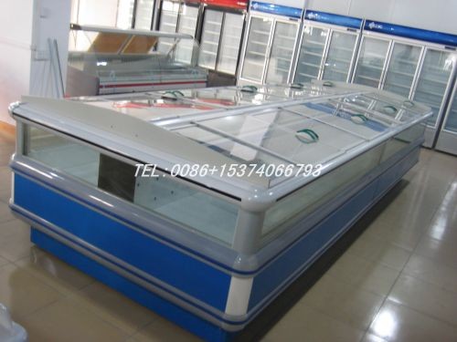 Luxurious 2000L Supermarket Island Freezer With Glass Door Static Cooling
