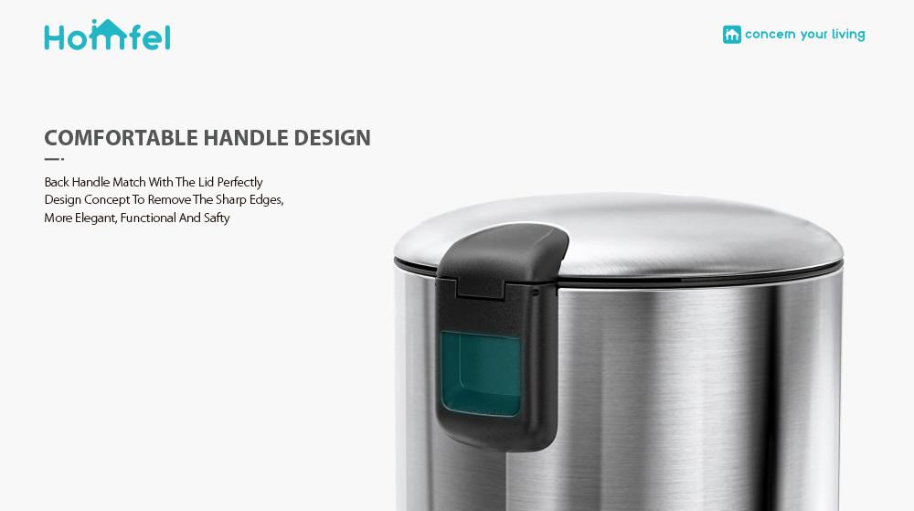 20L Stainless Steel Kitchen Bathroom Thin Lid Pedal Trash Bin Waste Bin Dustbin Soft Close Round Metal Trash Can Durable