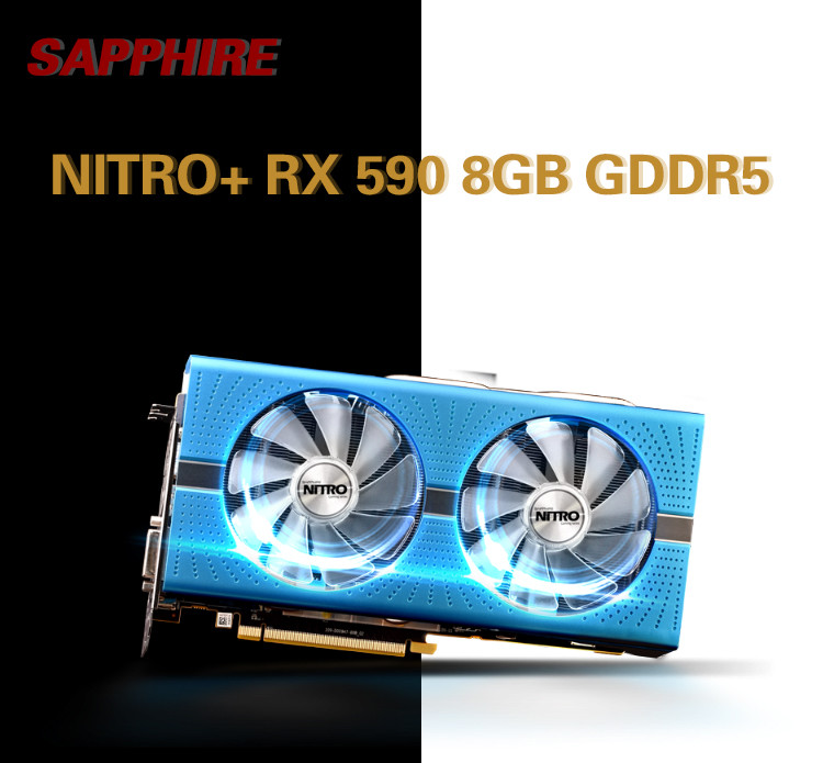 220V AMD Graphics Cards SAPPHIRE NITRO+ RX 590 8GB GDDR5 2 Fans