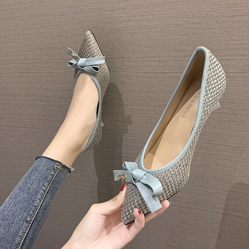Pointed Head Lady Shallow Mouth Business Elegant High Heeled Shoes Patchwork Color