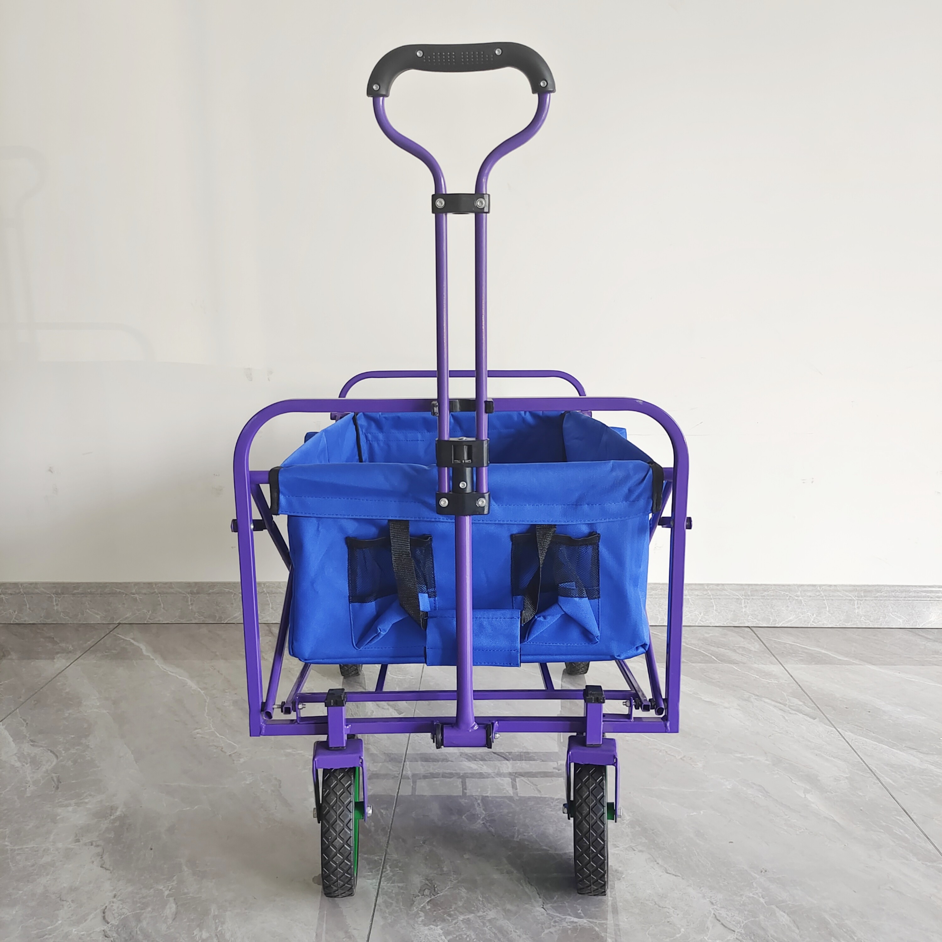Double Layers Cloth Camping Cart 8 Inch PVC Wheel Portable Hand Trolley Folding Wagon