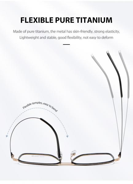 Clear Lens Acetate Titanium Glasses , Unisex Metal Frame Glasses